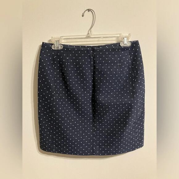 Ann Taylor LOFT Navy Blue white Polka Dot Straight Pencil Skirt 6P - Picture 3 of 11